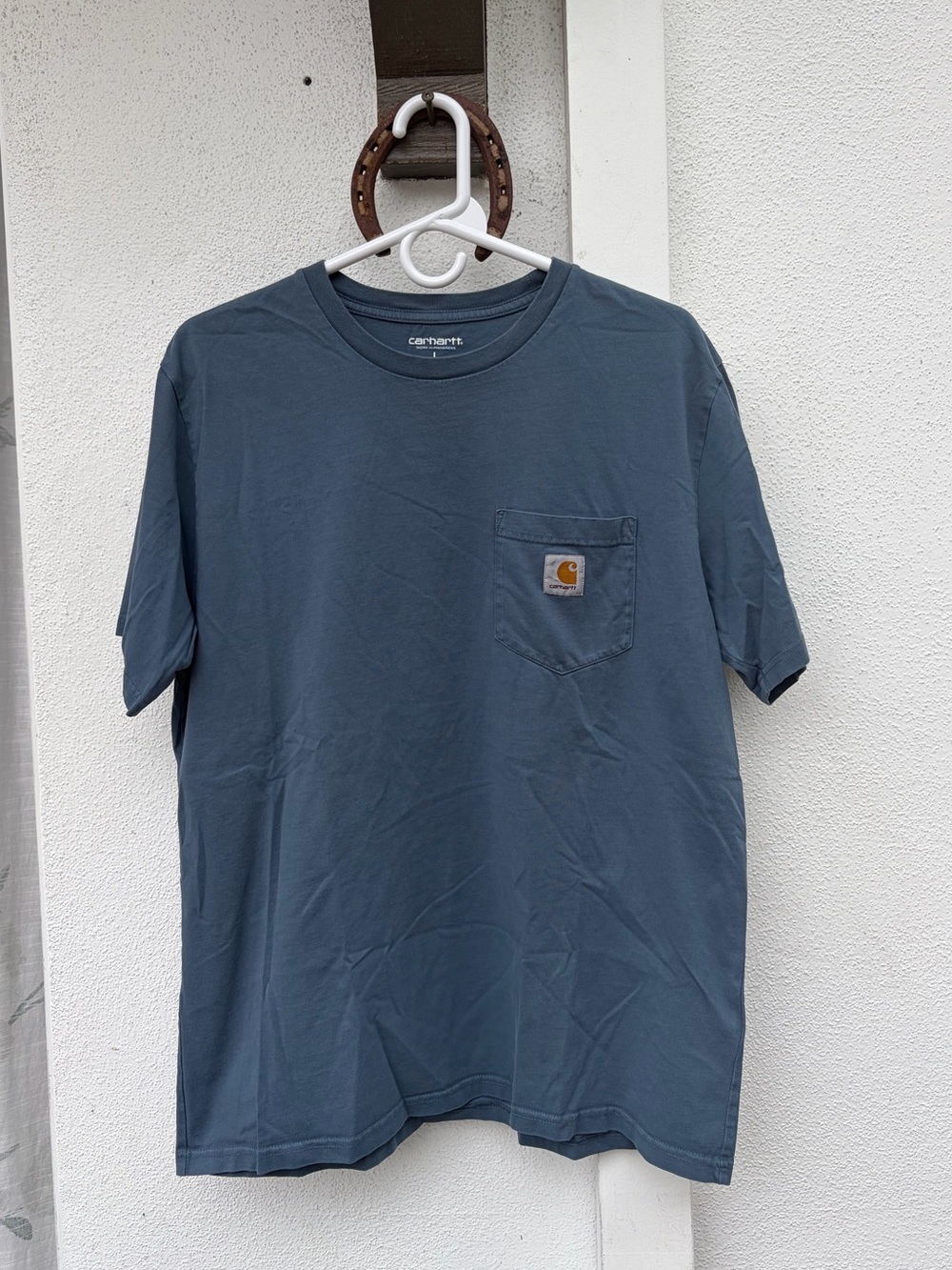 Men's Blue Carhartt Work In Progress Workwear Pocket T-Shirt (L)
